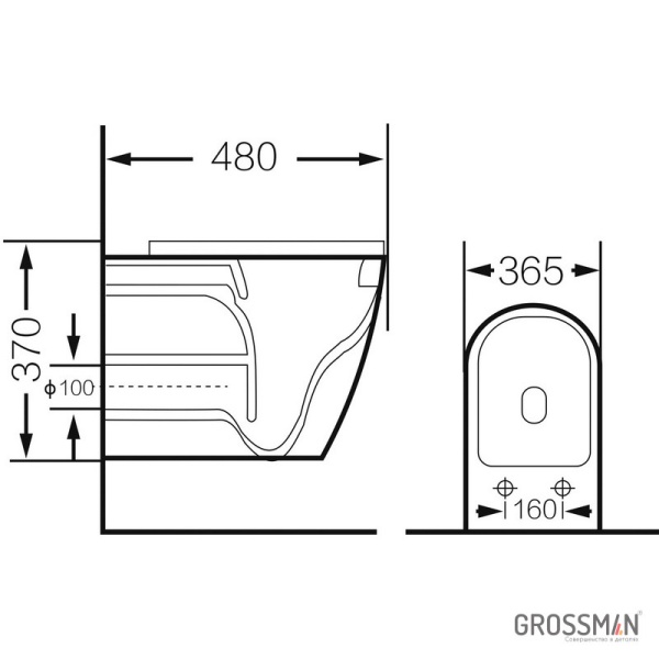 Унитаз подвесной Grossman Color GR-4455BBLS Rimless фаянс черный глянцевый текстурный