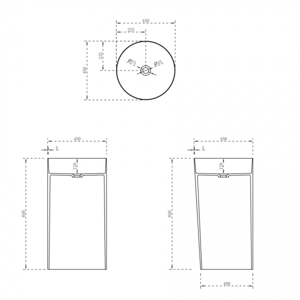 Раковина  круглая Abber STEIN AS2506 искусственный камень цвет белый матовый