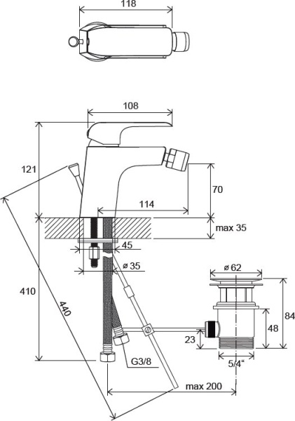Смеситель для биде Ravak Flat X070122 латунь хром