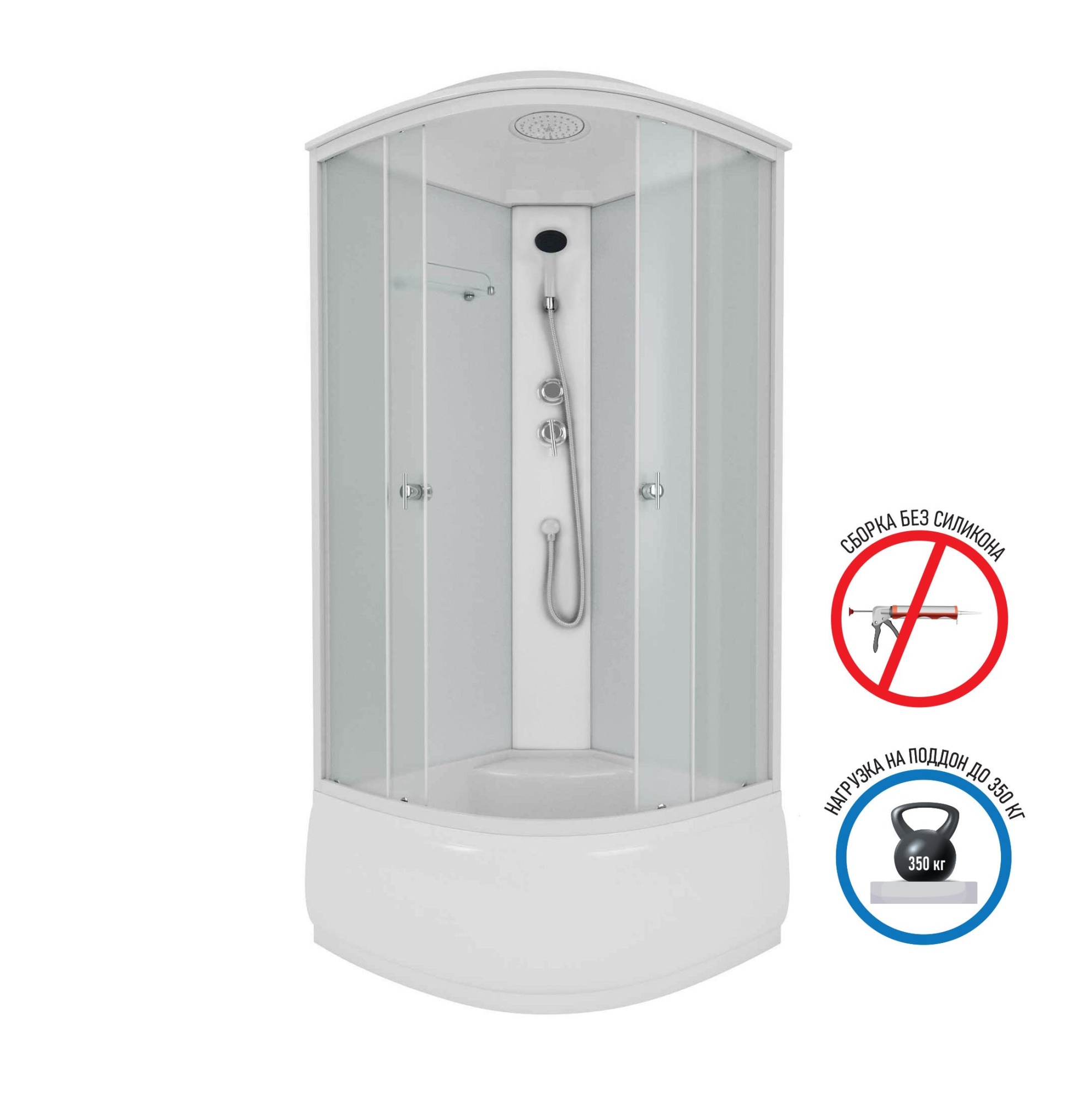 Душевая кабина с крышей Niagara Promo 83081424 четверть круга  90x90 стекла матовые, профиль белый