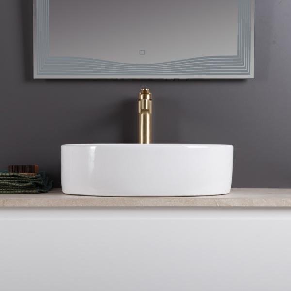 Раковина накладная овальная BelBagno  BB1049 фаянс цвет белый