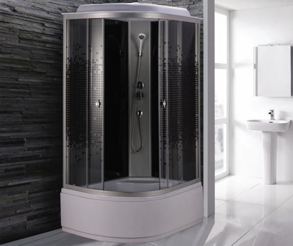 Душевая кабина с крышей Niagara Eco NG-7510-14R асимметричная  120x80 стекла прозрачные с узором, профиль матовый хром