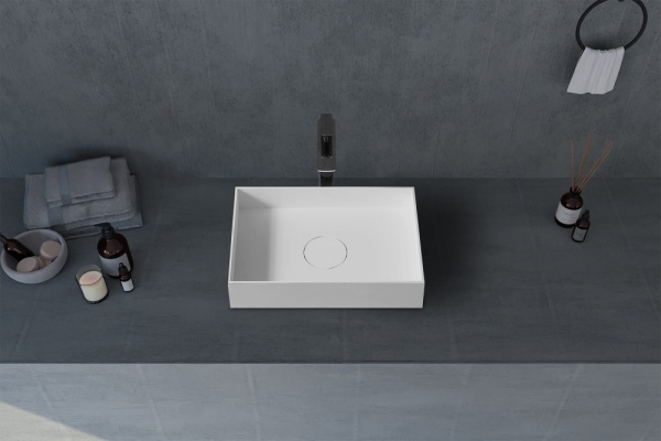 Раковина  прямоугольная Abber STEIN AS2621 искусственный камень цвет белый матовый