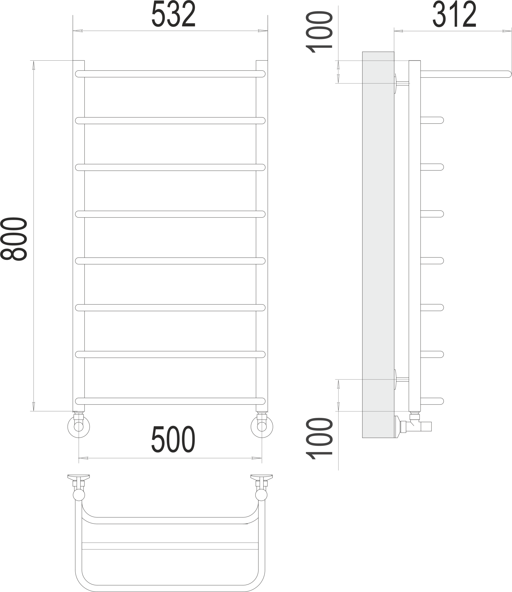 Полотенцесушитель водяной Terminus Полка П8  50x80 4670078530295 хром