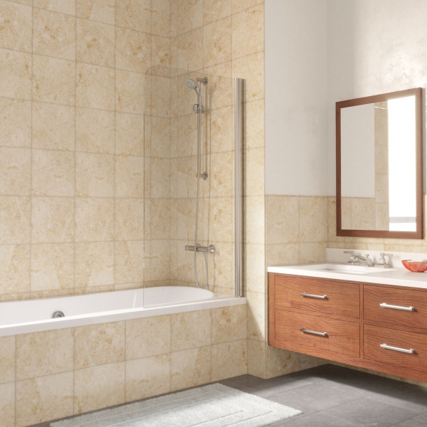 Шторка для ванны распашная  Vegas Glass EV Lux EV Lux 75 08 01 R 75 см, стекла прозрачные, профиль хром