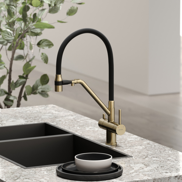 Смеситель для кухни Sancos Dora SC4003BG с подключением к фильтру брашированное золото