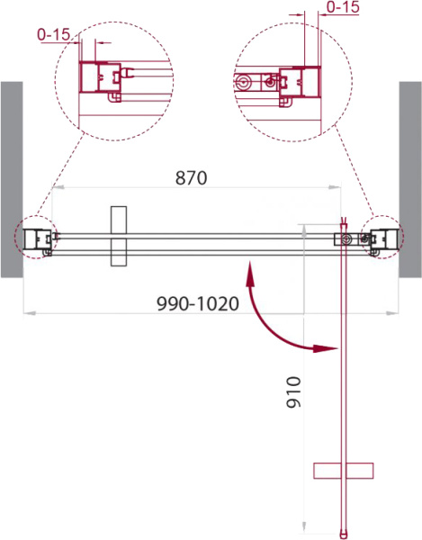 Душевая дверь BelBagno Marmi MARMI-B-1-100-C-Cr 100 см стекла прозрачные, профиль хром
