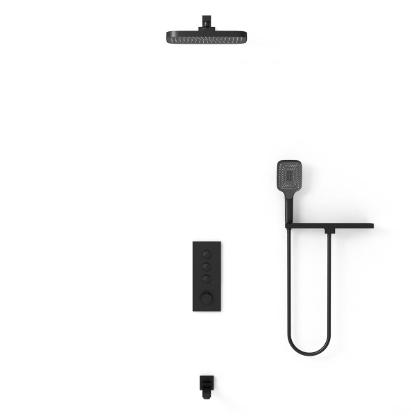 Душевая система со смесителем Vincea  VSFW-431T1RMB монтаж встраиваемая в стену с термостатом матовый черный