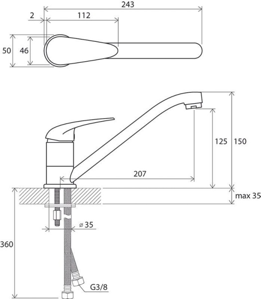 Смеситель для кухни Ravak Susan X070038 без подключения к фильтру хром