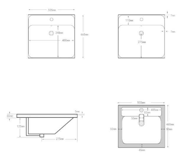Раковина мебельная квадратная  Aquanet Flash 00333265 керамика цвет белый