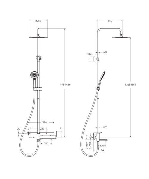 Душевая система со смесителем BelBagno Etna ETN-VSCM-IN монтаж настенная без термостата сатин