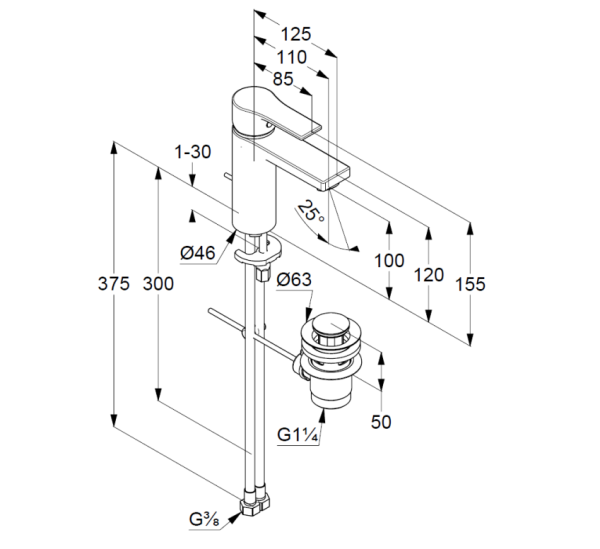 Смеситель для раковины Kludi Zenta SL 482903965 черный