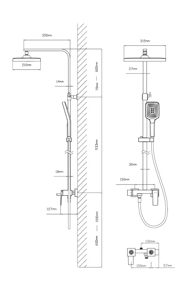 Душевая система со смесителем Vincea Cube VSFS-4C12GM монтаж настенная без термостата вороненая сталь