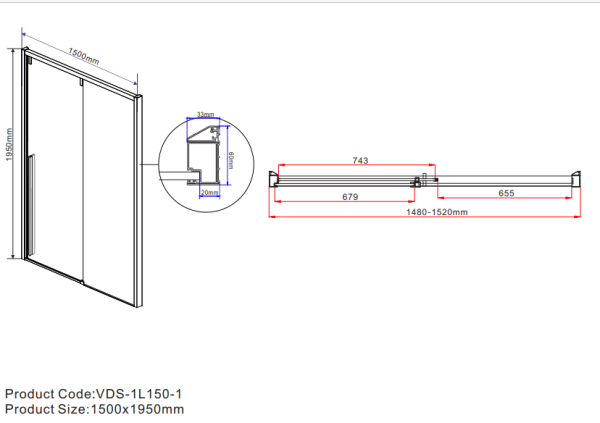 Душевая дверь Vincea Lugano VDS-1L150CL-1 150 см стекла прозрачные, профиль хром