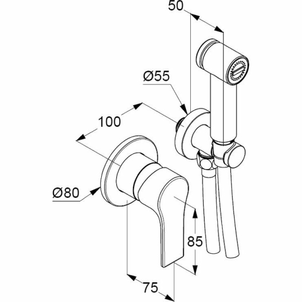 Гигиенический душ Kludi Zenta SL 489980565 встраиваемый в стену хром