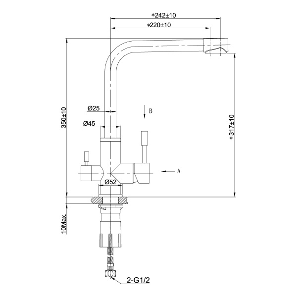 Смеситель для кухни Lemark Expert LM5061BLN с подключением к фильтру черный