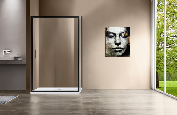 Душевой угол Vincea Garda VSR-1G8012CLB прямоугольный 120x80 стекла прозрачные, профиль черный