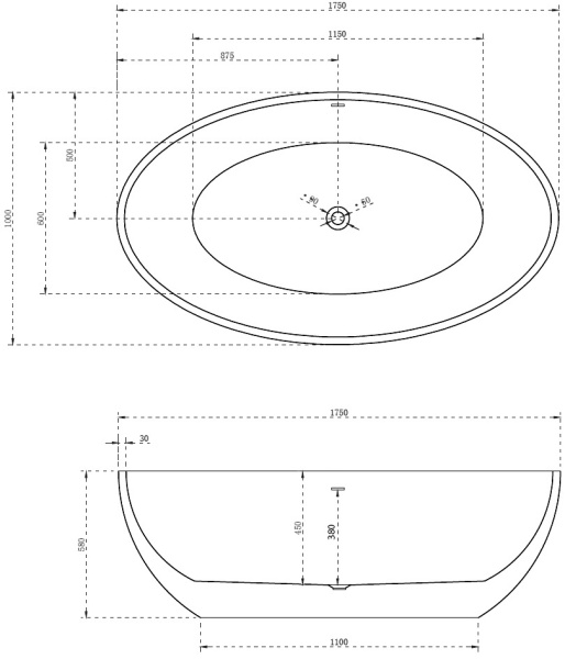 Акриловая ванна Abber  AB9249 175x100