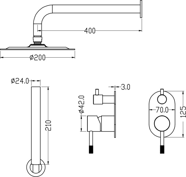 Душевая система со смесителем Boheme Uno 464-WCR монтаж встраиваемая в стену без термостата белый/хром