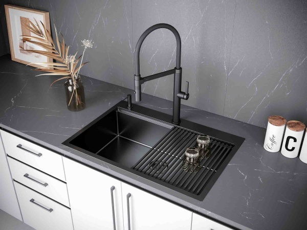 Смеситель для кухни Paulmark Leader Le214101-401 без подключения к фильтру антрацит