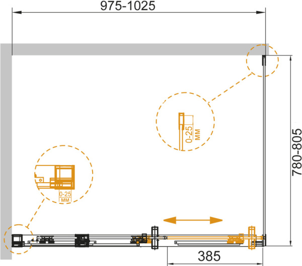 Душевой угол Cezares Duet Soft DUET SOFT-AH-1-100/80-C-Cr-L прямоугольная  стекла прозрачные, профиль хром