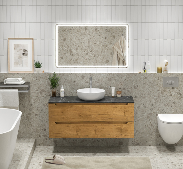 Тумба под раковину/столешницу подвесная BelBagno Etna ETNA-1200-2C-SO-RN-P 120 см  2 ящика цвет Rovere Nature 