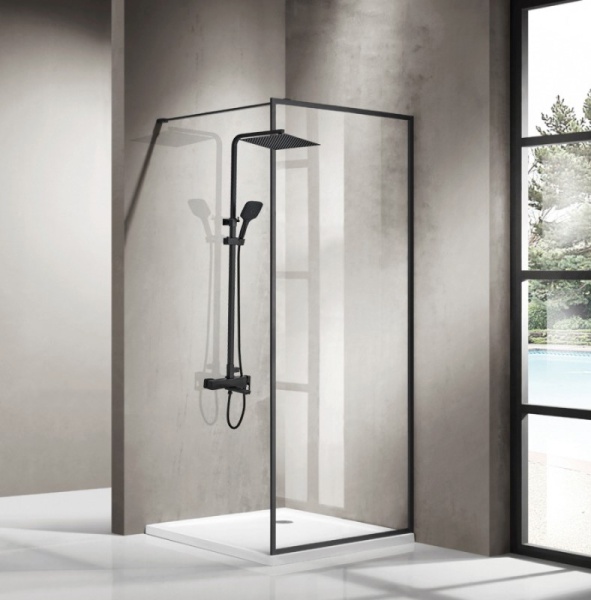 Душевая система со смесителем ALMAes Tena TVZ-1825 монтаж настенная без термостата черный матовый