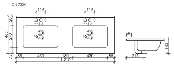 Раковина встраиваемая сверху прямоугольная Ceramica Nova Element CN7004MB фарфор цвет черный матовый