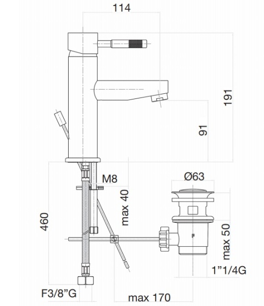 Смеситель для раковины Webert Rimini RI830102010 золото
