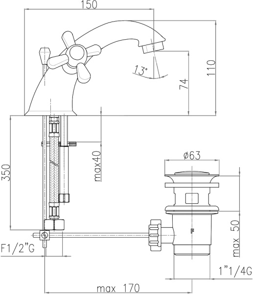 Смеситель для раковины Webert Armony AM700108015 хром