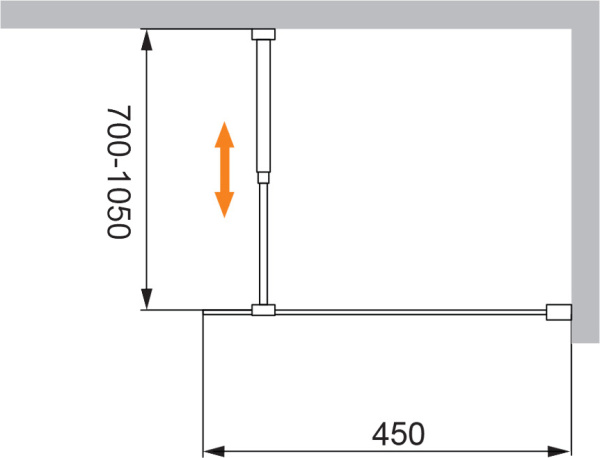 Душевая перегородка Cezares Liberta LIBERTA-L-1-45-C-Cr  см, стекла , профиль 