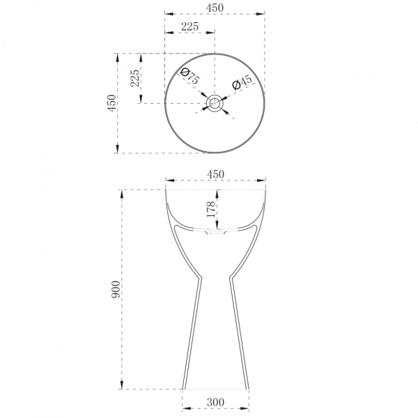 Раковина  круглая Abber STEIN AS2507 искусственный камень цвет белый матовый