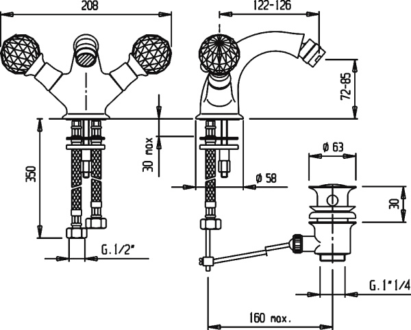 Смеситель для биде Cezares Atlantis ATLANTIS-BS1-01-Sw латунь 