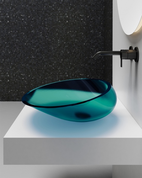 Раковина  овальная Abber Kristall AT2812Aquamarin полиэфирная смола цвет бирюзовый