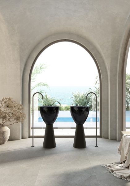 Раковина  круглая Abber Kristall AT2703Onyx-Black искусственный камень полиэфирная смола цвет черный-черный матовый