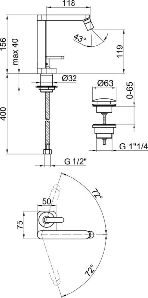 Смеситель для биде Webert Living LV840102015 латунь хром