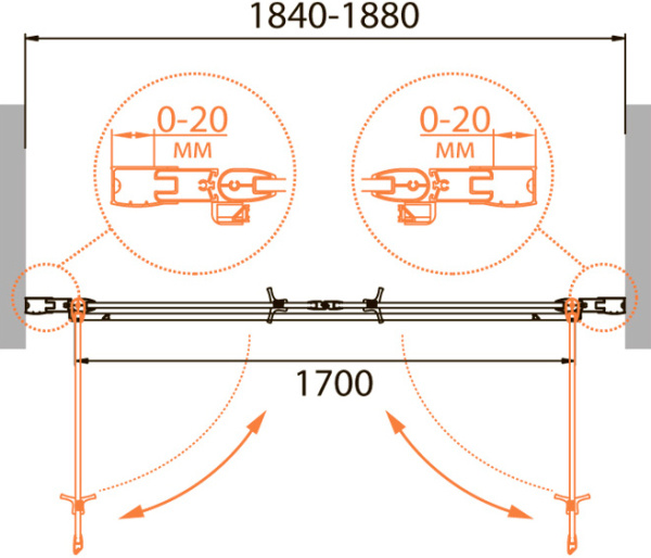 Душевая дверь Cezares Relax RELAX-B-2-180-C-Bi  см стекла , профиль 
