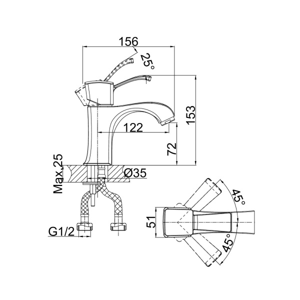 Смеситель для раковины D&amp;K Rhein.Bach DA1472101 хром