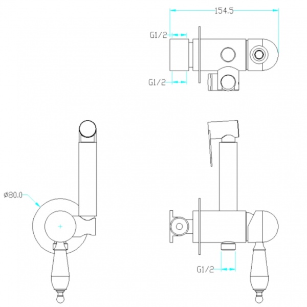 Гигиенический душ Boheme Brillante 436 встраиваемый в стену хром