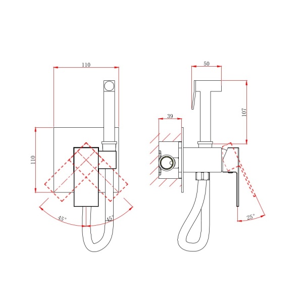 Гигиенический душ D&amp;K Bayern.Liszt DA1514506 встраиваемый в стену серый графит