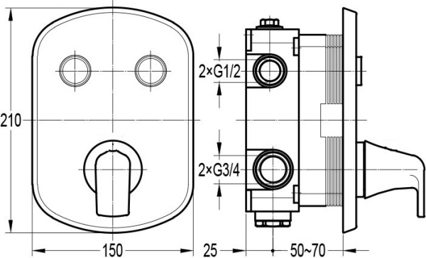 Комплект смесителей   Cezares Globo GLOBO-F-VDIM2-B-01 