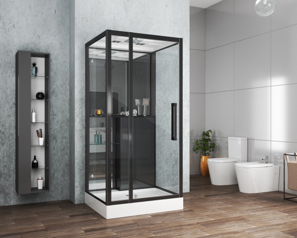 Душевая кабина с крышей Grossman  GR261 квадратная   90x90 стекла прозрачные, профиль черный матовый