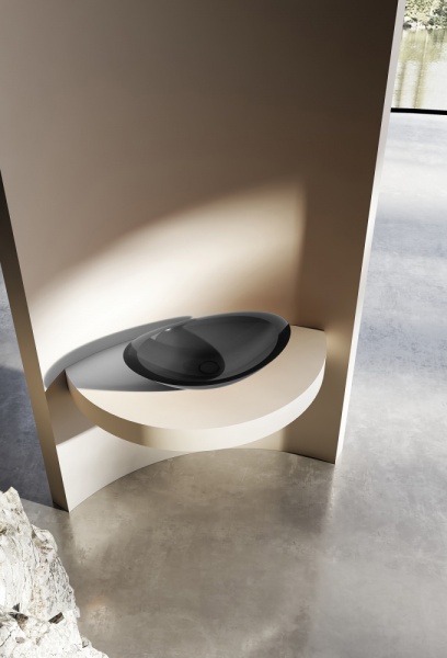 Раковина  овальная Abber Kristall AT2808Onyx полиэфирная смола цвет черный