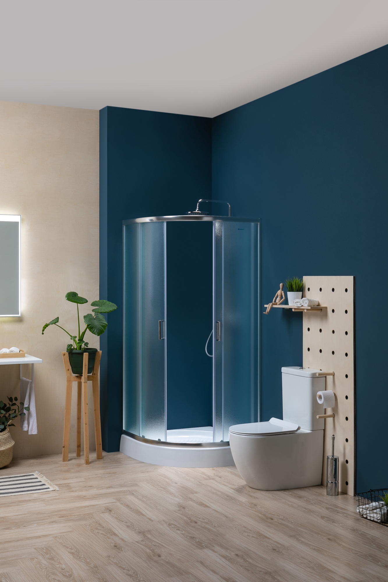 Душевой угол Aquanet  SE-900Q четверть круга  стекла матовые рифленые, профиль хром