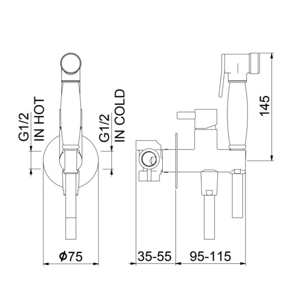 Гигиенический душ Webert Elio EL870301345 встраиваемый в стену никель