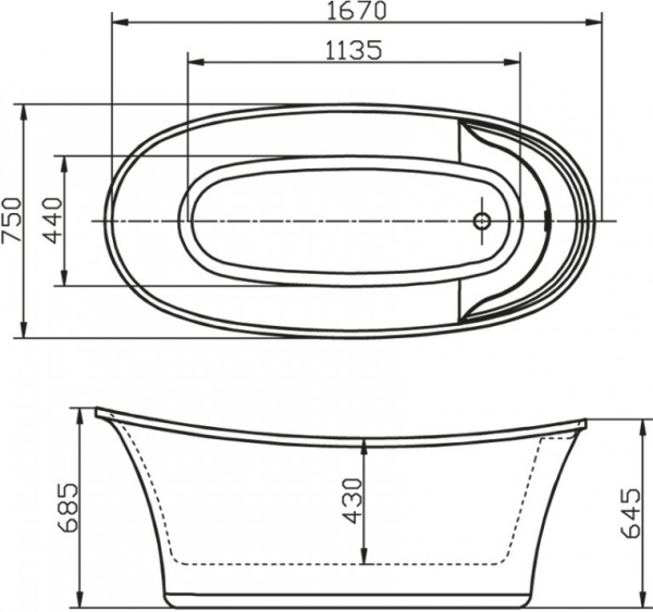 Акриловая ванна BelBagno  BB302 167x75