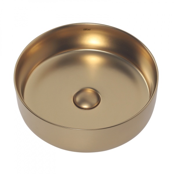 Раковина накладная круглая Abber Bequem AC2108MMG фаянс цвет матовое золото