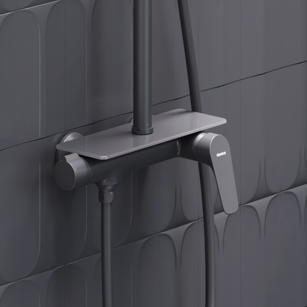 Душевая система со смесителем Damixa Jupiter 977780300 монтаж настенная без термостата черный матовый