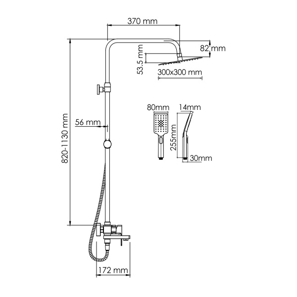 Душевая система со смесителем Wasserkraft  A177.118.126.010.CH монтаж настенная без термостата хром