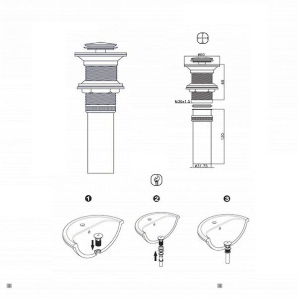 Донный клапан Bravat P6443BW-ENG, черный, латунь